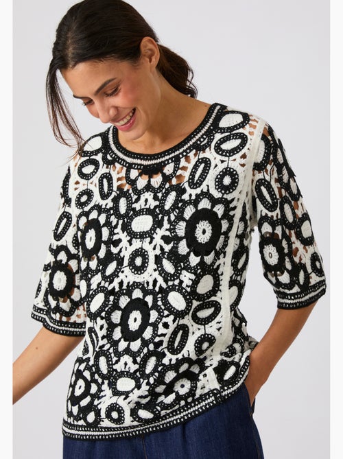 Pull effet crochet bicolore - Damart - Kiabi Pull effet crochet bicolore - Damart - Kiabi