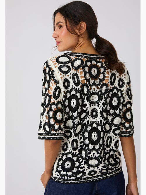 Pull effet crochet bicolore - Damart - Kiabi Pull effet crochet bicolore - Damart - Kiabi