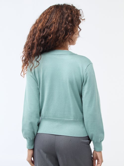 Pull effet gilet cache-coeur avec bouton doré - Kiabi