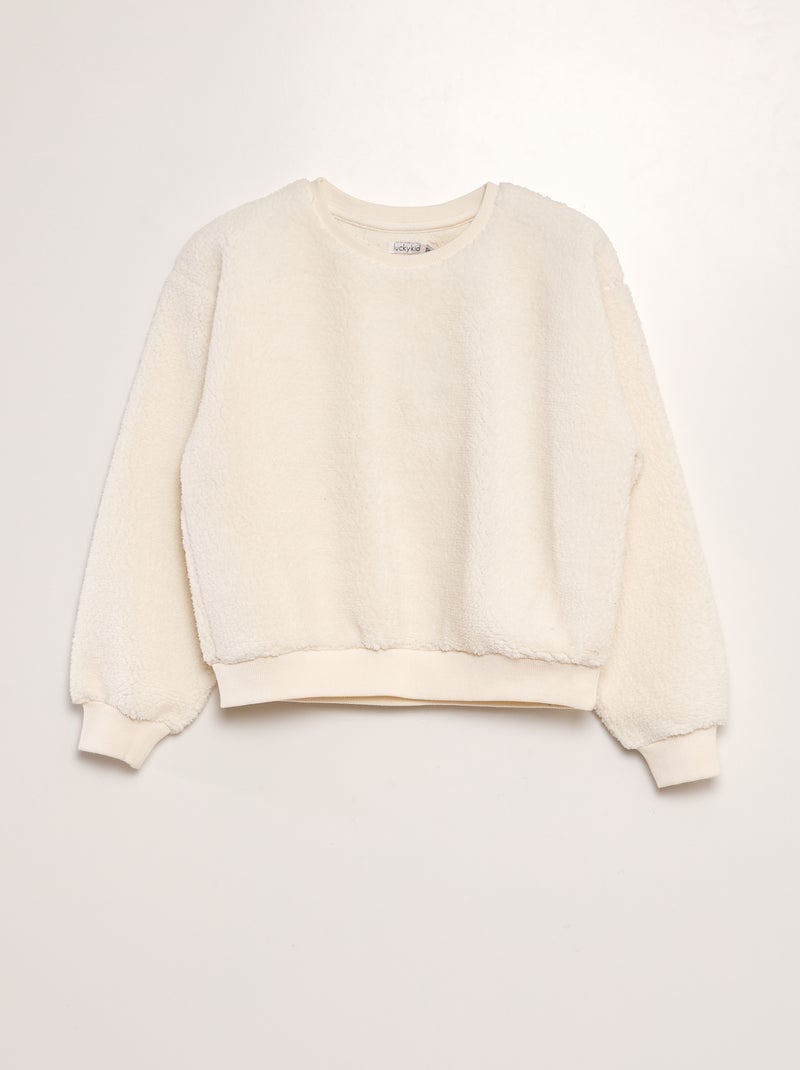 Pull effet moutonné Blanc - Kiabi