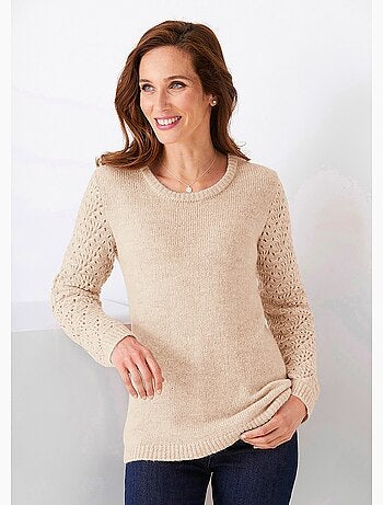 Pull effet poilu avec maille ajourée - AFIBEL