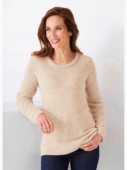 Pull effet poilu avec maille ajourée - AFIBEL - Kiabi