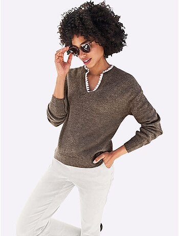 Pull Empiècement En Dentelle Délicat - Taille Standard - Helline