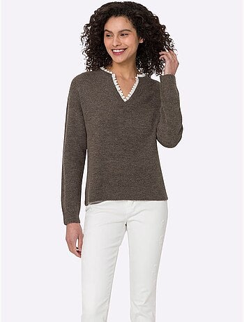 Pull Empiècement En Dentelle Délicat - Taille Standard - Helline