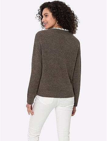 Pull Empiècement En Dentelle Délicat - Taille Standard - Helline