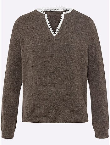 Pull Empiècement En Dentelle Délicat - Taille Standard - Helline
