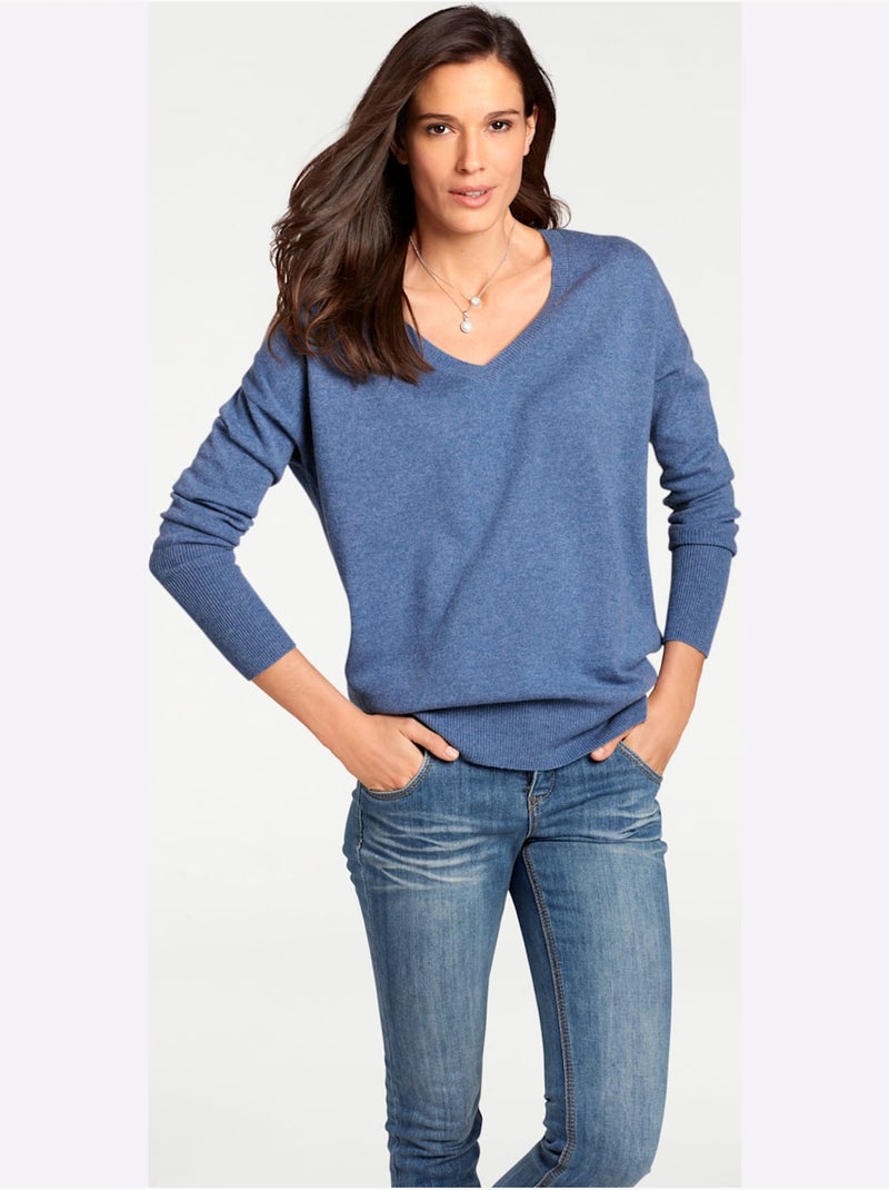 Pull En Cachemire - Taille Standard - Helline Bleu - Kiabi