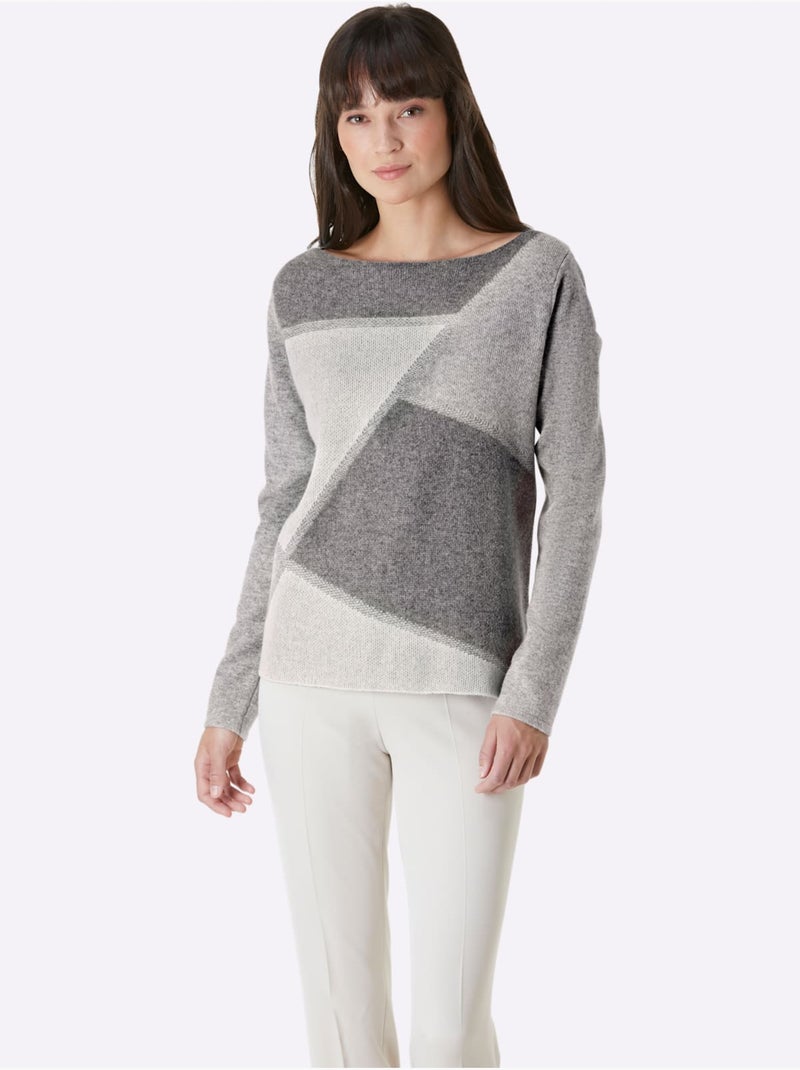 Pull En Cachemire 100% Cachemire - Taille Standard - Helline Gris Ecru - Kiabi