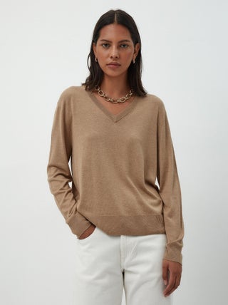 Pull en cachemire mélangé à col en V