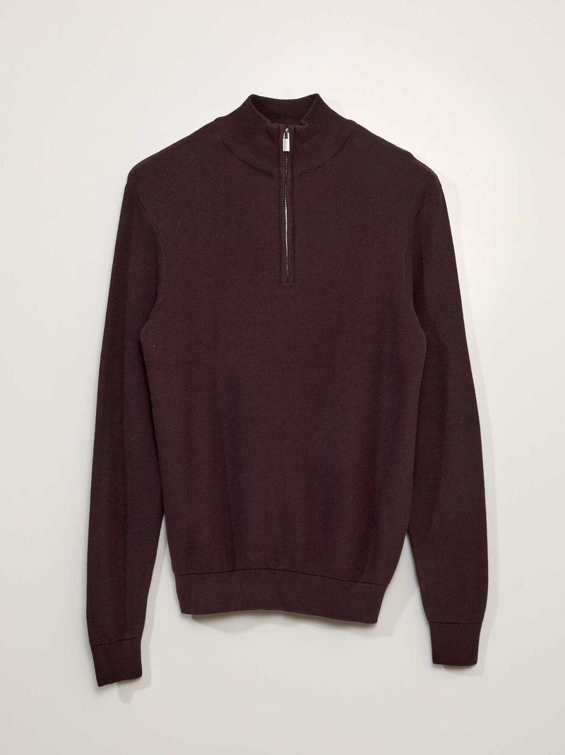 Pull en coton à col camionneur Bordeau - Kiabi