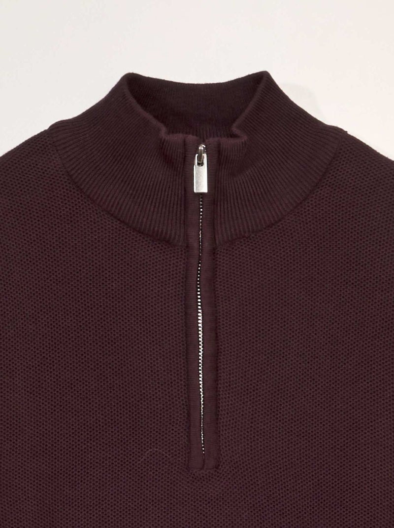 Pull en coton à col camionneur Bordeau - Kiabi