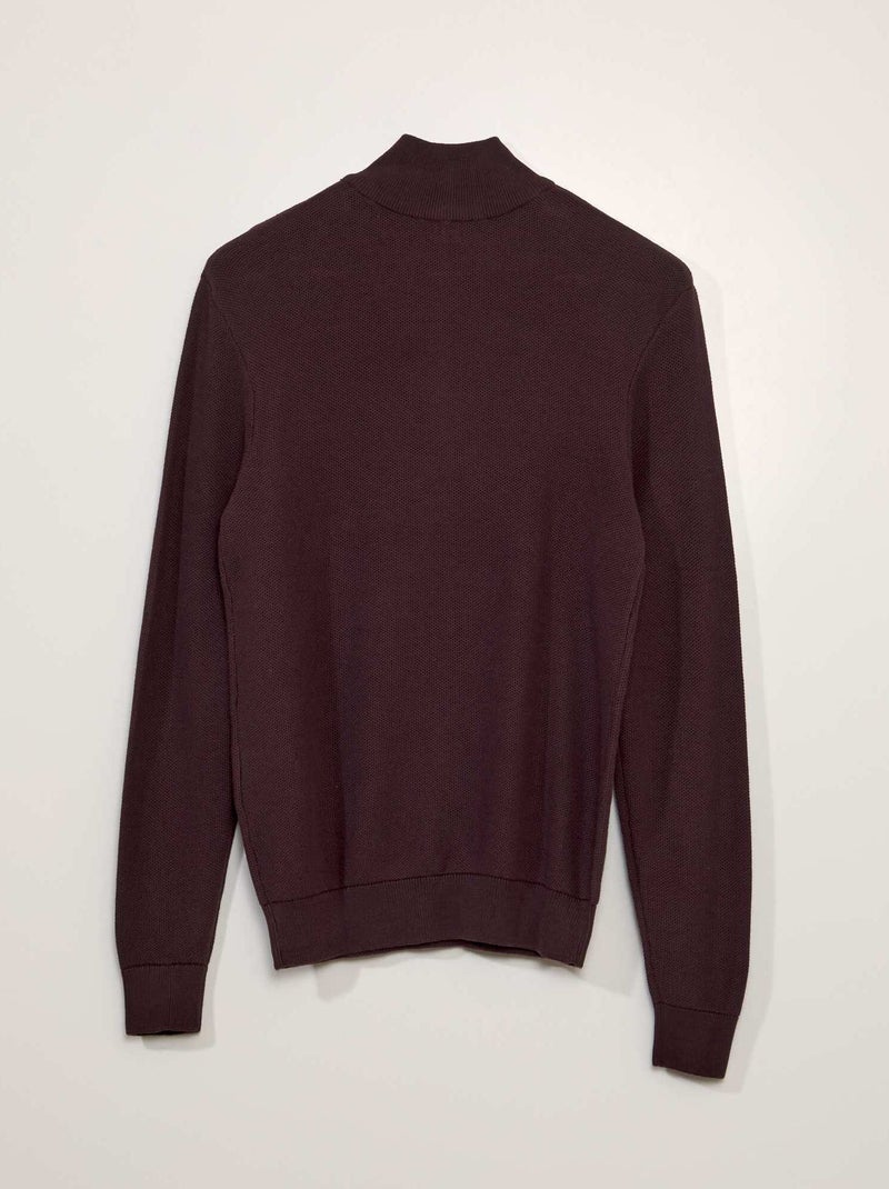 Pull en coton à col camionneur Bordeau - Kiabi