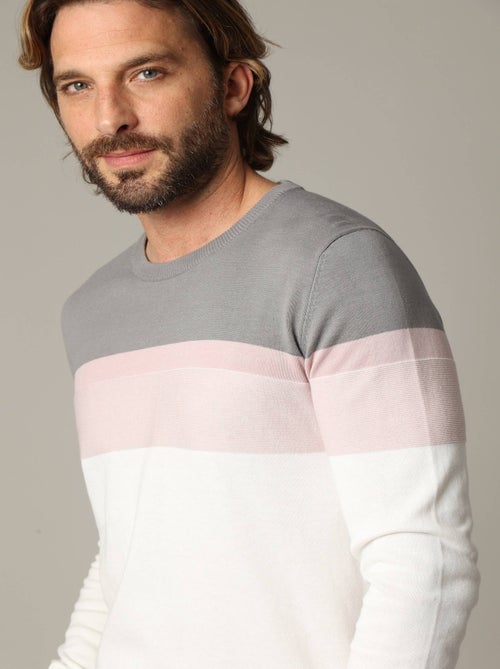 Pull en coton à manches longues avec rayures placées graphiques 'Deeluxe' - Kiabi