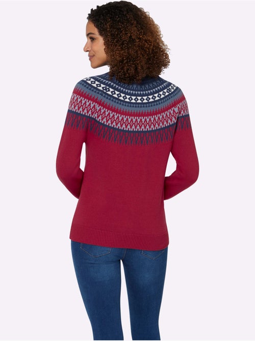 Pull en coton à motif norvégien et col rond - taille standard - witt - Kiabi