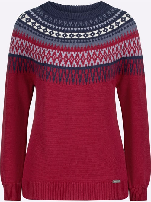 Pull en coton à motif norvégien et col rond - taille standard - witt - Kiabi