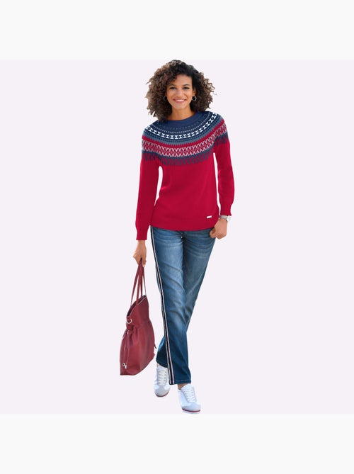 Pull en coton à motif norvégien et col rond - taille standard - witt - Kiabi Pull en coton à motif norvégien et col rond - taille standard - witt - Kiabi
