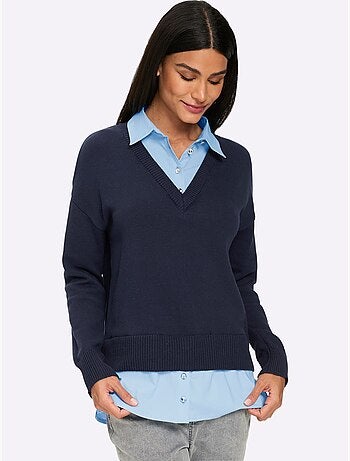 Pull En Coton Aspect 2 En 1 - Taille Standard - Helline
