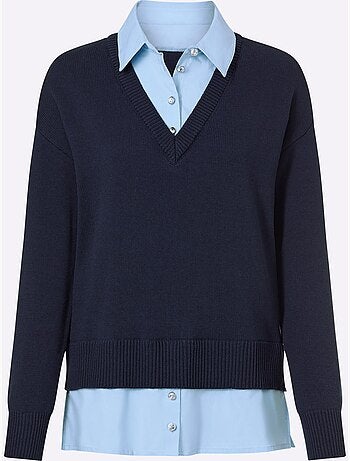 Pull En Coton Aspect 2 En 1 - Taille Standard - Helline