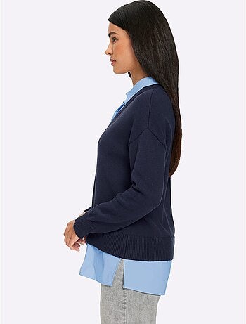 Pull En Coton Aspect 2 En 1 - Taille Standard - Helline