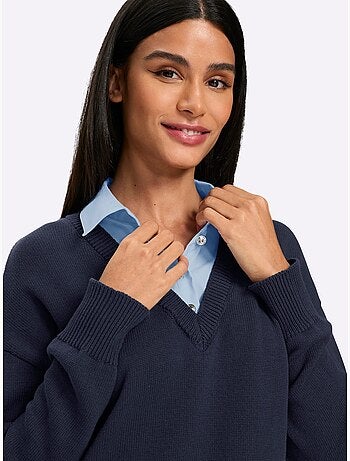 Pull En Coton Aspect 2 En 1 - Taille Standard - Helline