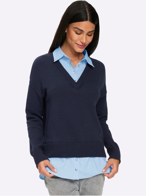 Pull En Coton Aspect 2 En 1 - Taille Standard - Helline - Kiabi Pull En Coton Aspect 2 En 1 - Taille Standard - Helline - Kiabi