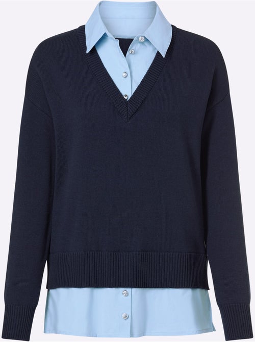 Pull En Coton Aspect 2 En 1 - Taille Standard - Helline - Kiabi Pull En Coton Aspect 2 En 1 - Taille Standard - Helline - Kiabi