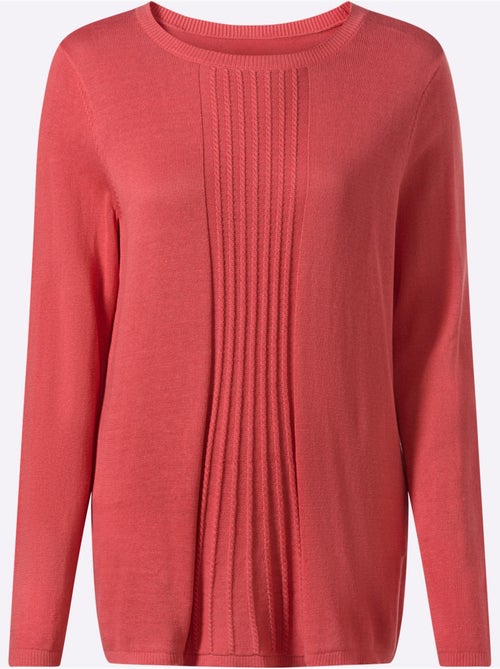 Pull en coton avec col rond et manches longues à motif torsadé - Taille standard - Moda Vilona - Kiabi Pull en coton avec col rond et manches longues à motif torsadé - Taille standard - Moda Vilona - Kiabi