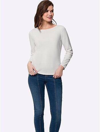 Pull En Coton Bords Roulés Aux Finitions - Taille Standard - Helline