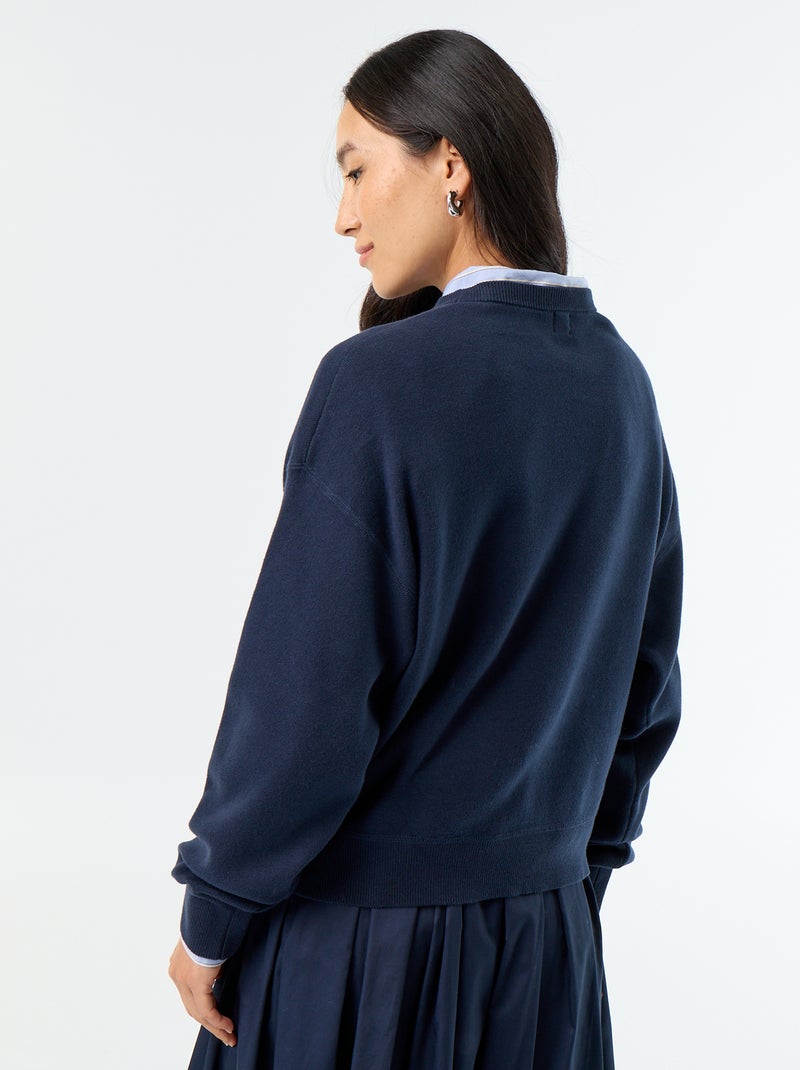 Pull en coton épais Bleu - Kiabi