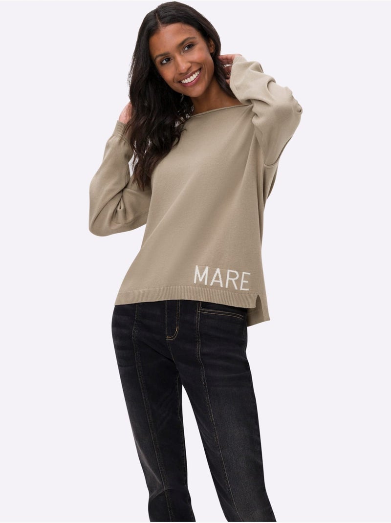 Pull En Coton Inscription Tendance - Taille Standard - Helline Beige - Kiabi