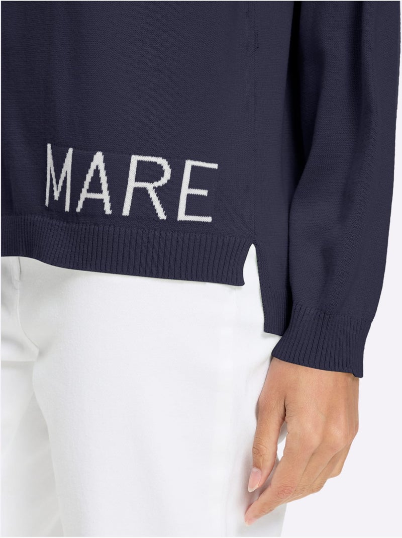 Pull En Coton Inscription Tendance - Taille Standard - helline Bleu marine - Kiabi