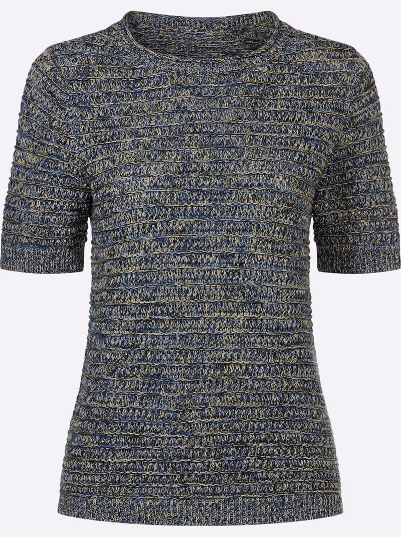 Pull En Coton Motif Tricoté Décoratif - Taille Standard - Witt Bleu Noir - Kiabi
