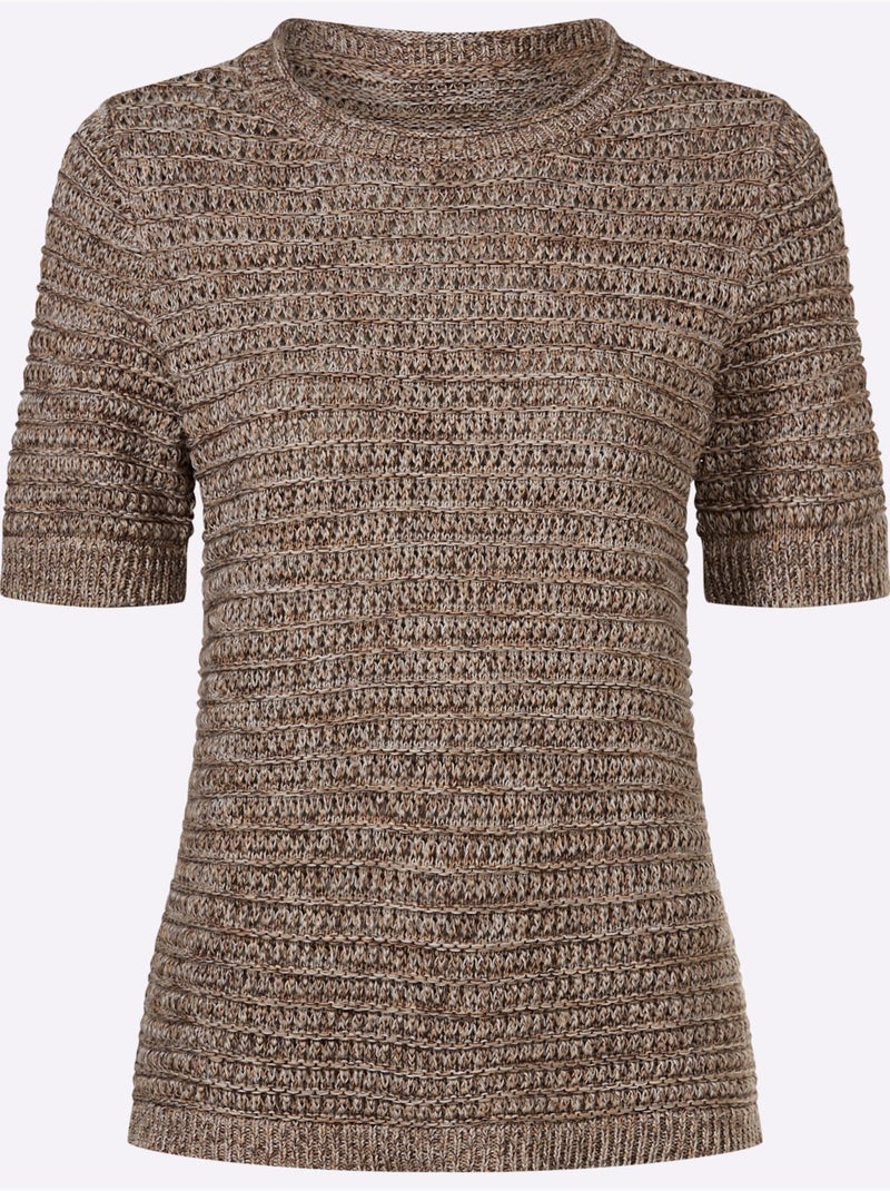 Pull En Coton Motif Tricoté Décoratif - Taille Standard - Witt Taupe - Kiabi