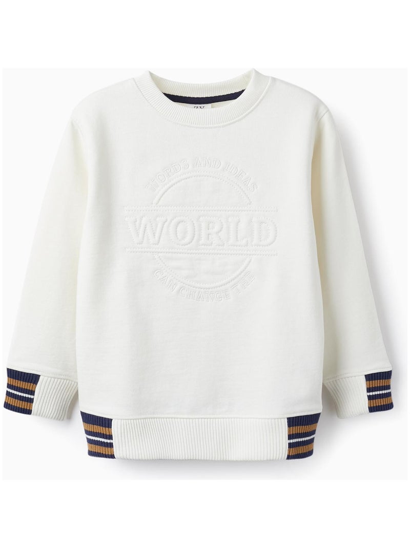 Pull en coton pour bébé garçon 'World'   LITERATURE CLUB Blanc - Kiabi