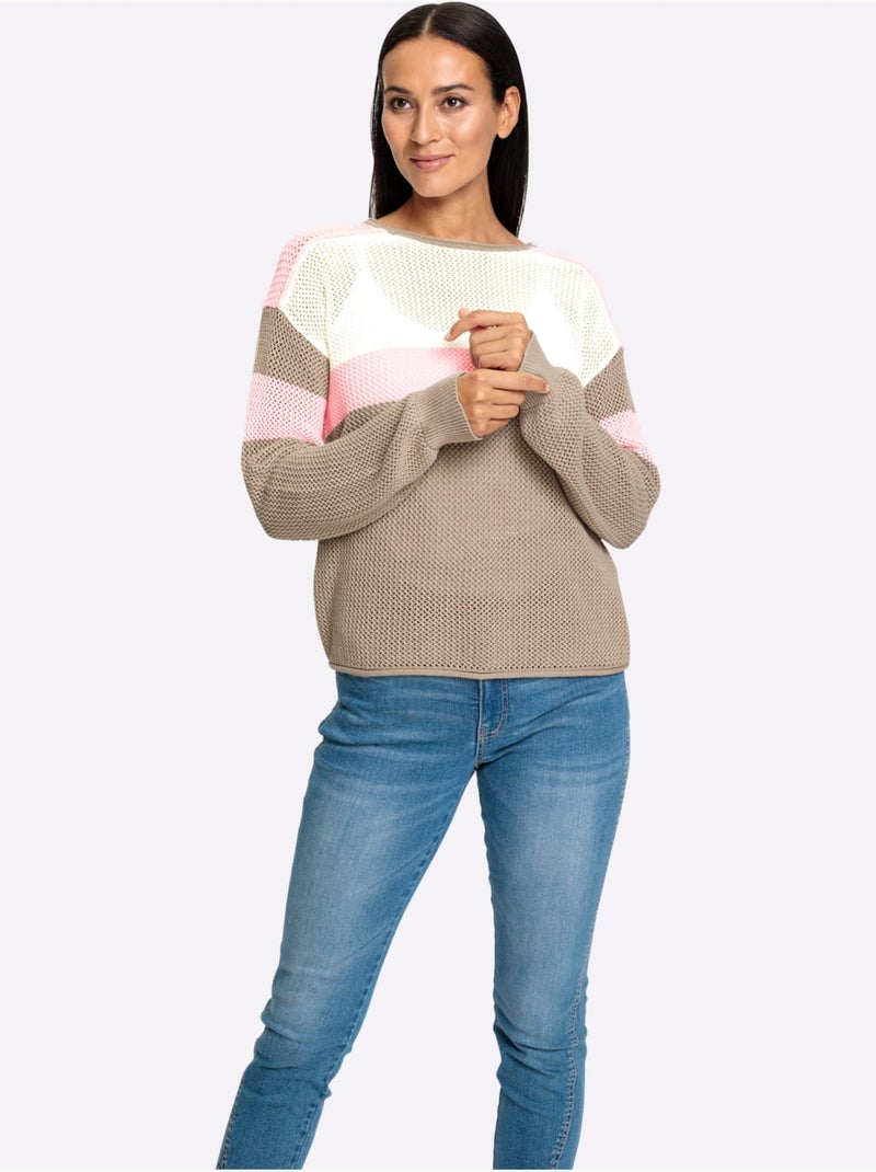 Pull En Coton Pur Coton - Taille Standard - Helline Beige - Kiabi