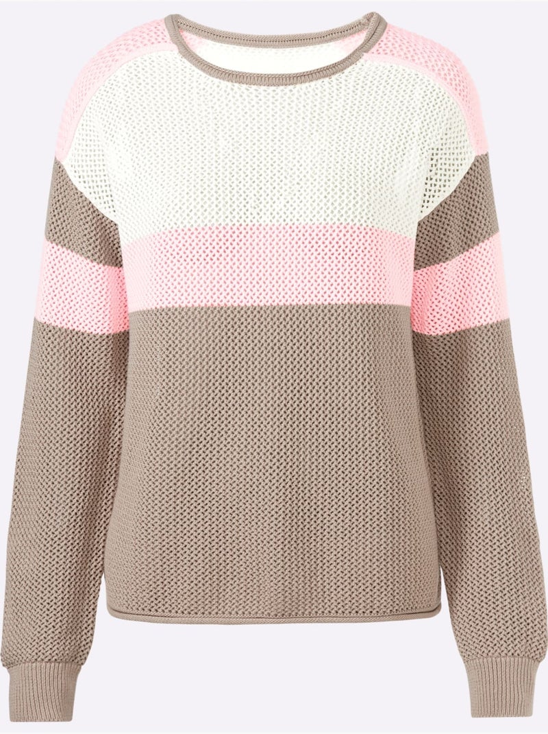 Pull En Coton Pur Coton - Taille Standard - Helline Beige - Kiabi