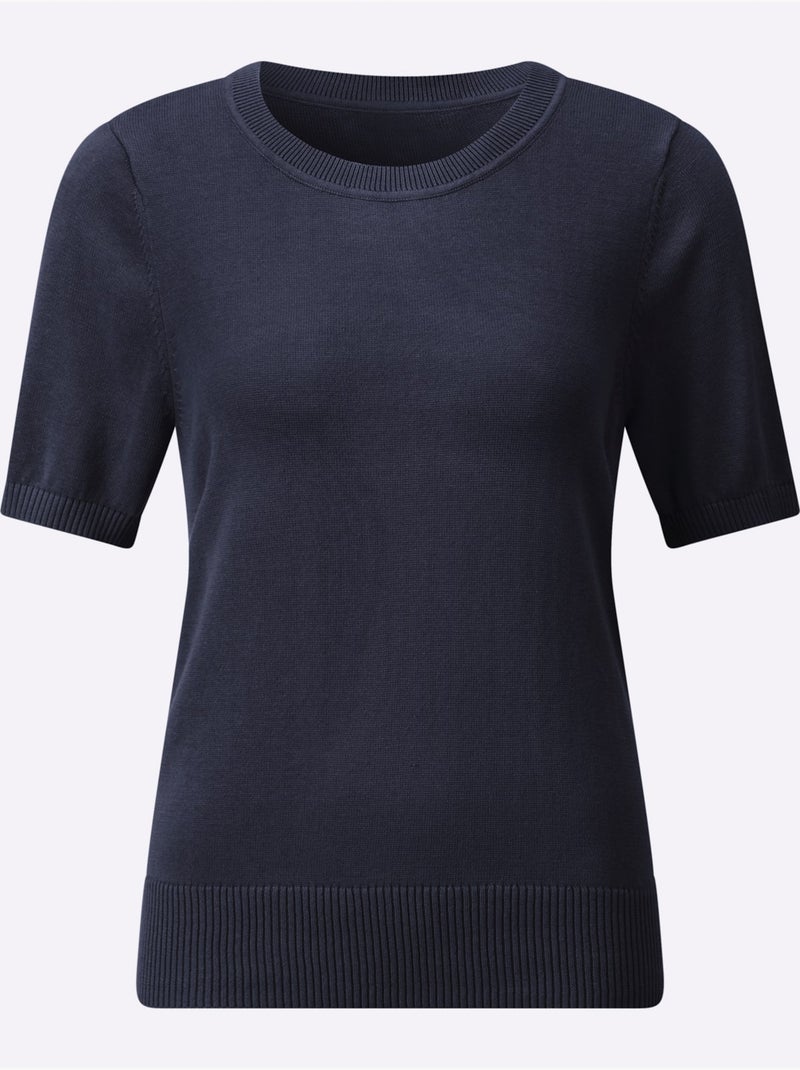 Pull En Coton Pur Coton - Taille Standard - Witt Bleu marine - Kiabi