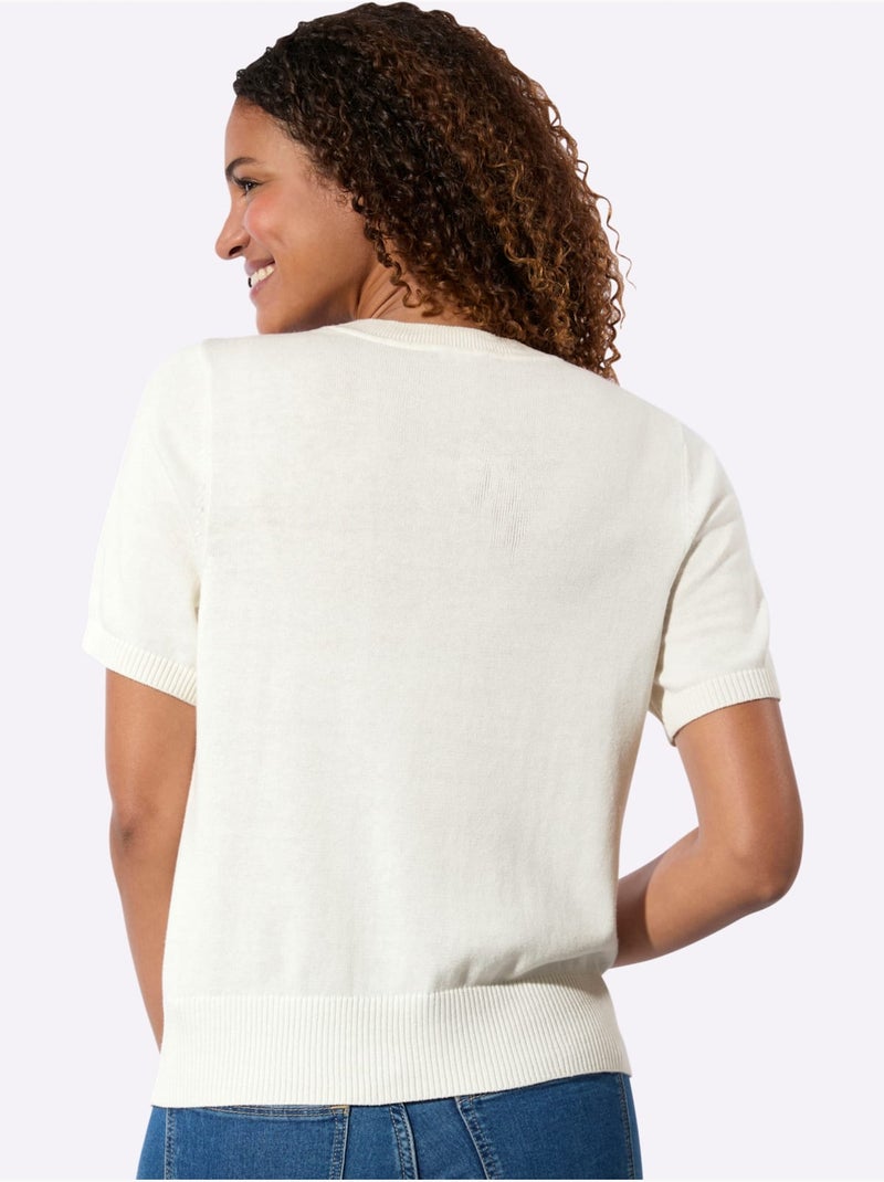 Pull En Coton Pur Coton - Taille Standard - Witt Ecru - Kiabi