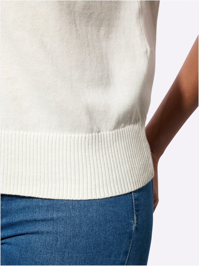 Pull En Coton Pur Coton - Taille Standard - Witt Ecru - Kiabi