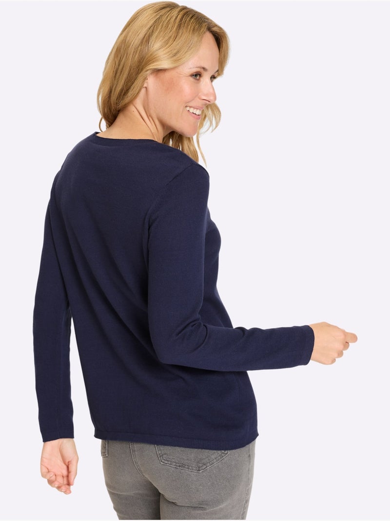 Pull En Coton Qualité Coton Doux Sur La Peau - Taille Standard - Moda Vilona Bleu marine - Kiabi
