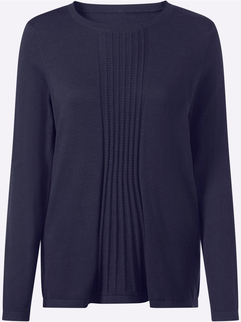 Pull En Coton Qualité Coton Doux Sur La Peau - Taille Standard - Moda Vilona Bleu marine - Kiabi