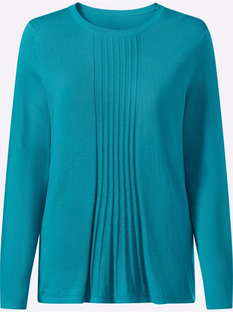 Pull En Coton Qualité Coton Doux Sur La Peau - Taille Standard - Moda Vilona Turquoise - Kiabi
