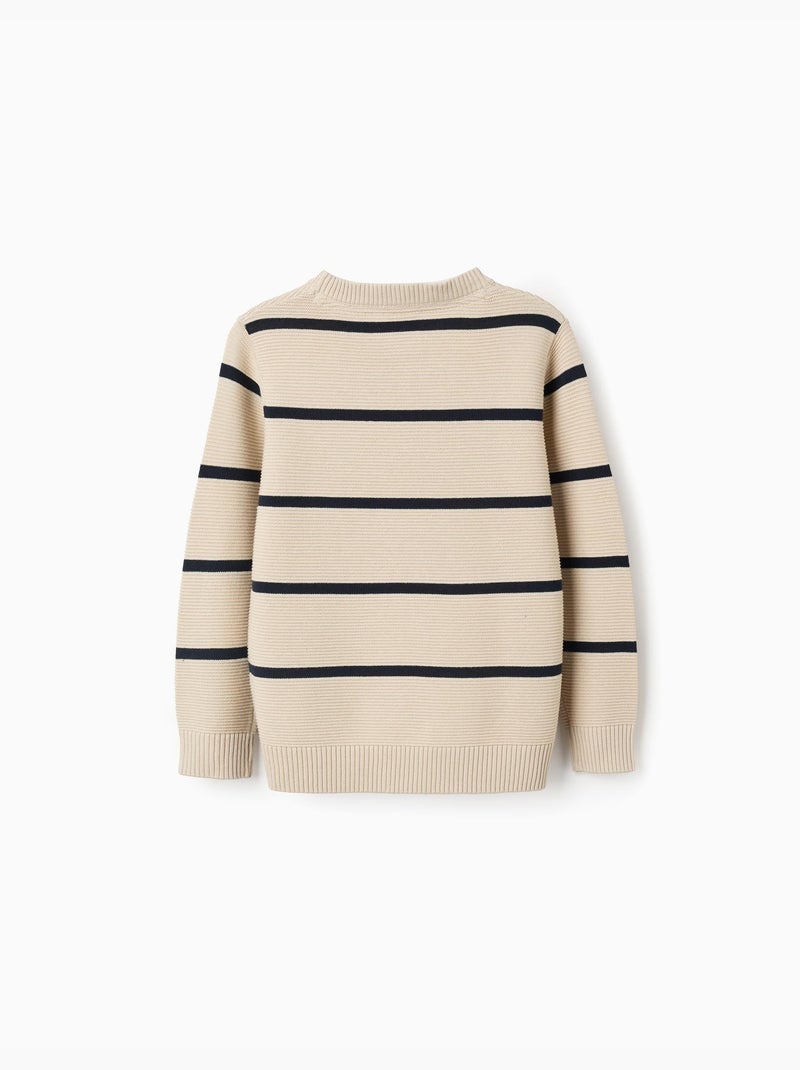 Pull en coton rayé Beige clair - Kiabi