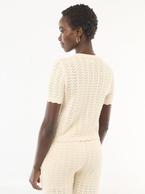 Pull en crochet à manches courtes - Kiabi