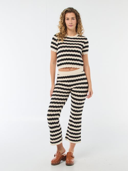 Pull en crochet à manches courtes - Kiabi