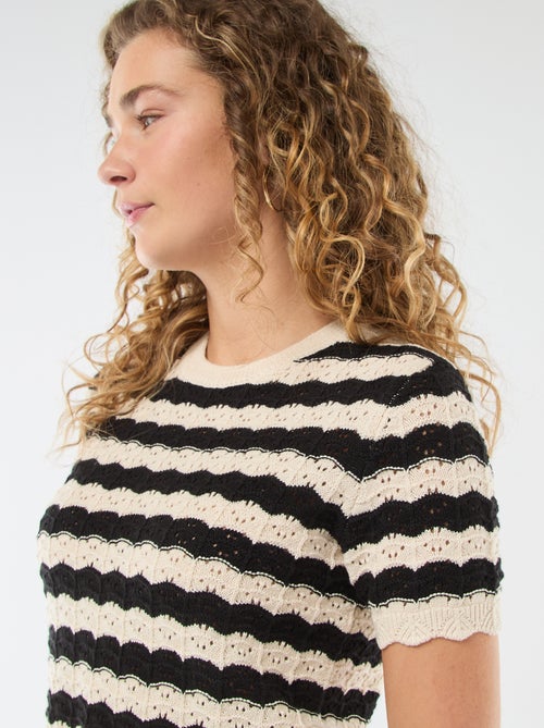 Pull en crochet à manches courtes - Kiabi