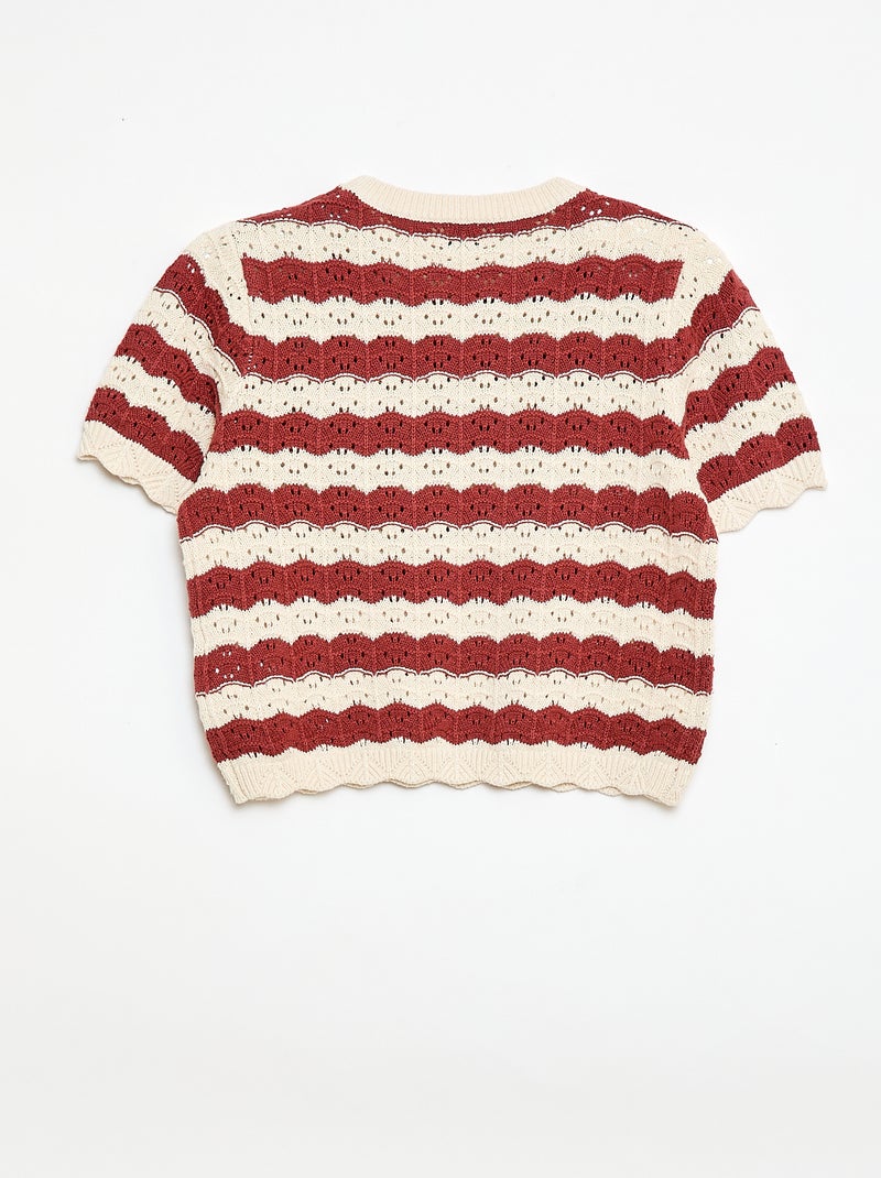 Pull en crochet à manches courtes Marron - Kiabi