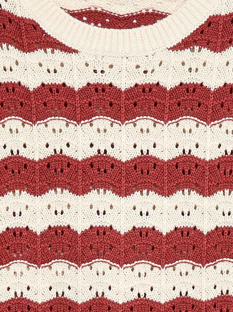 Pull en crochet à manches courtes Marron - Kiabi