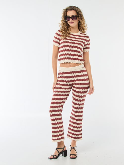 Pull en crochet à manches courtes - Kiabi