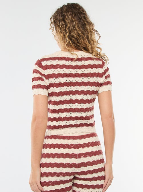 Pull en crochet à manches courtes - Kiabi